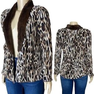 Chico's Leopard Print Blazer with Brown Accents